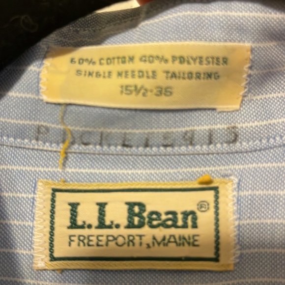 LL Bean blue striped button down. Neck 15.5 sleeve 36 - Picture 2 of 4